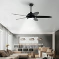 thumbnail image 2 of Topbuy 52" Ceiling Fan with Light and Remote Control Indoor Modern Ceiling Fan with Quiet Reversible ETL Motor Black, 2 of 10