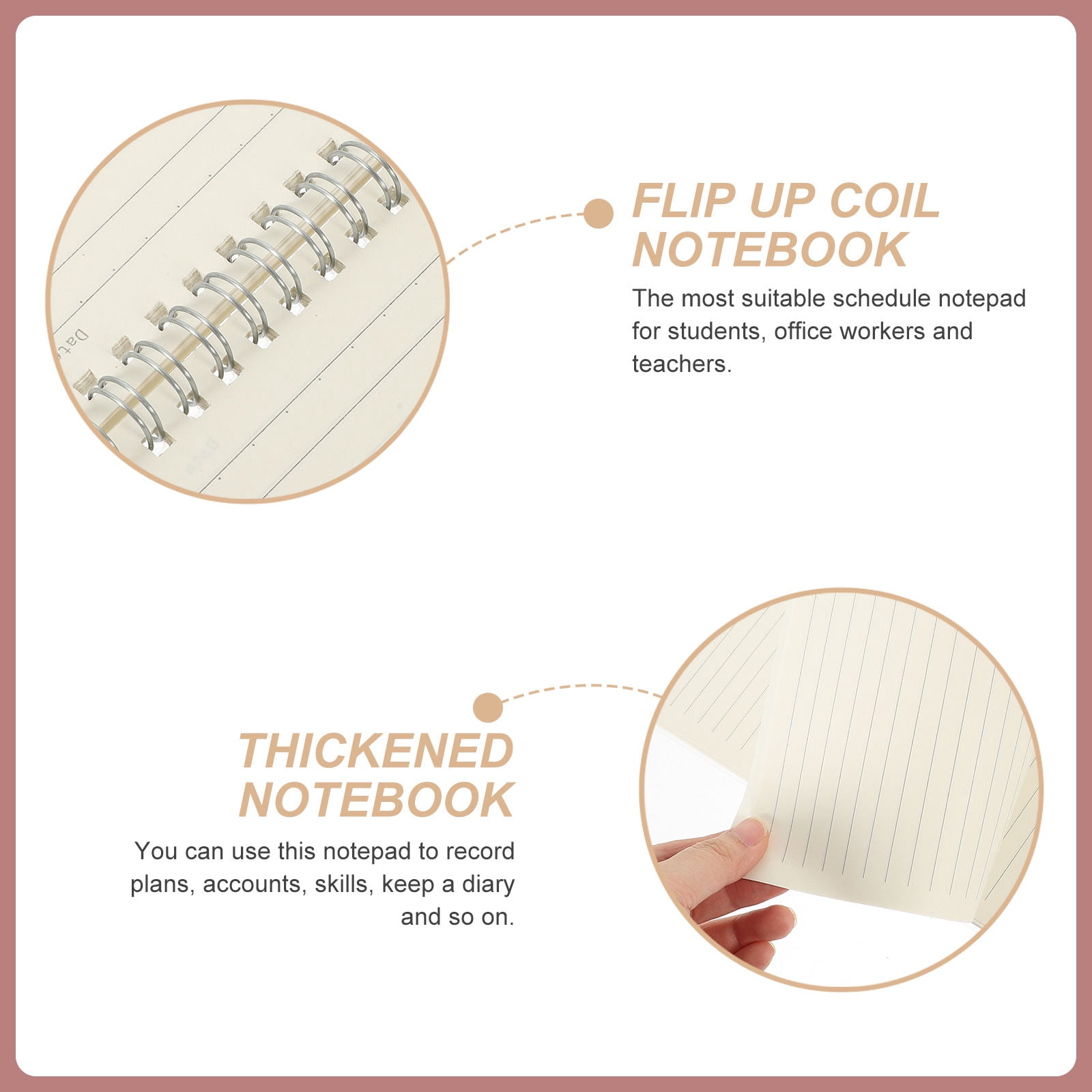 Worgeous 4-Pack Small Spiral Notebook Set for Office, Students, Journaling, Study Notes, and Daily Writing