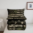 thumbnail image 5 of Manfei Vintage American Flag Full Size Comforter Sets,Retro Camouflage Bedding Comforter Set,Green,Black Reversible,3pcs,1 Comforter and 2 Pillowcases, 5 of 7