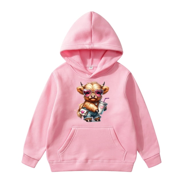 Chandail à Capuchon Fille Mode Décontractée avec Poche Décoration Chandail à Capuchon Garçon Plus Vêtements