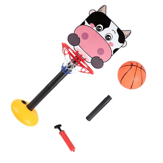 Tholdsy Conjunto de baloncesto portátil ajustable para niños, resistente y duradero, montaje rápido de amplia aplicación Juguetes Educativos vaca lechera