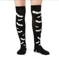 thumbnail image 5 of Gustave 4 Pairs Women Thigh High Socks Over the Knee Leg Warmer Fashion Boot Socks Halloween Element Pattern (Bat+Spider web+Bone), 5 of 8
