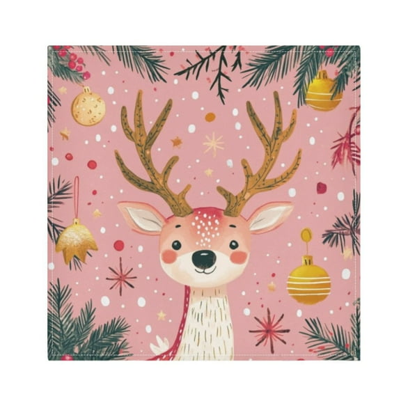 Napkin Satin Napkin 20*20Inchx1 Kitchen Towel Dinner Plate Towel Decorative Towel Napkin Tea Towel Suitable For Kitchen Table Pink Christmas Cute Deer