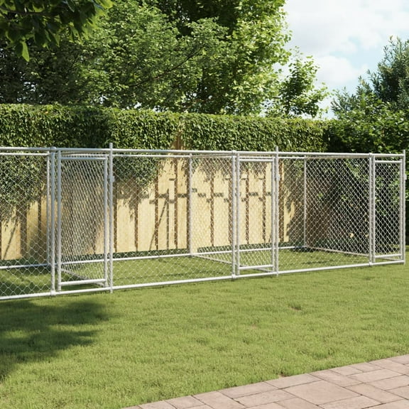 vidaXL Dog Cage Grey Galvanized Steel 26.2 x 6.6 x 4.9 ft Durable