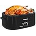 thumbnail image 3 of 26 Quart Electric Roaster Oven with Visible & Self-Basting Lid, Large Turkey Roaster with Defrost Warm Function, Adjustable Temperature, Removable Pan Rack, Stainless Steel, Black, 3 of 4