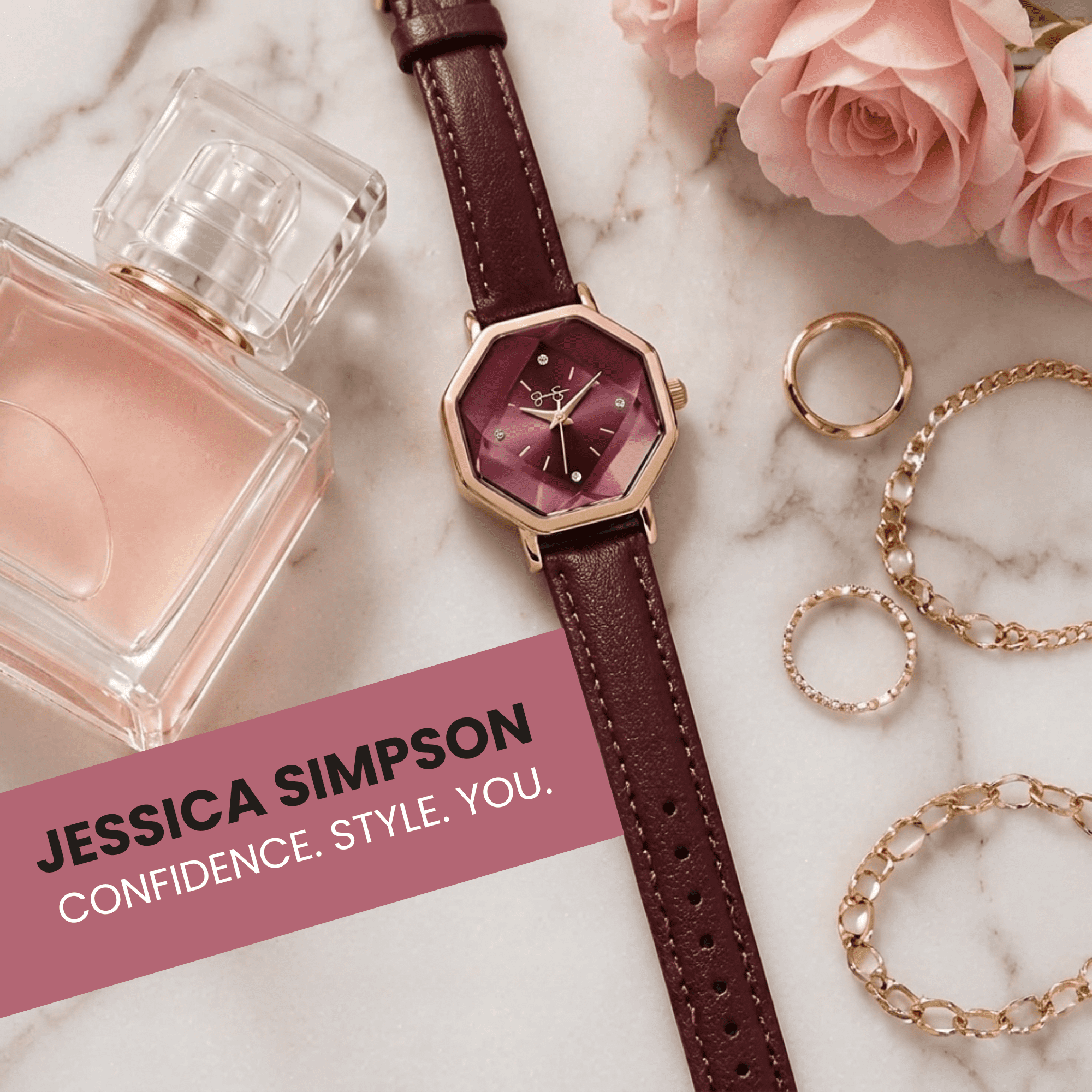 Women’s Fashion Leather Watch – Octagon Dial, Rose Gold Case, Quartz Movement, Elegant Minimalist Dress Watch for Women, Gift for Her