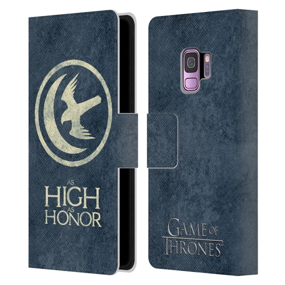 Head Case Designs Officially Licensed HBO Game of Thrones Dark Distressed Look Sigils Arryn Leather Book Wallet Case Cover Compatible with Samsung Galaxy S9