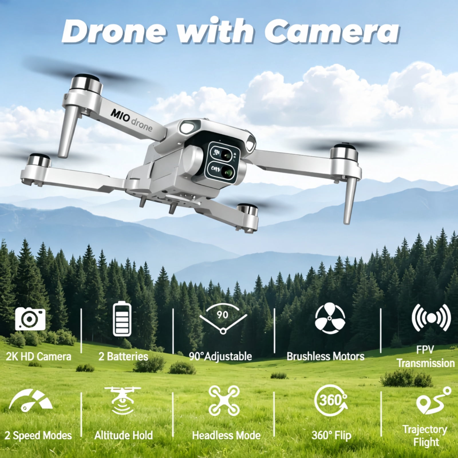 4K HD Camera Foldable Drone, WiFi FPV RC Quadcopter with One Key Takeoff Landing, Altitude Hold, 360° Flip, Drone Toy for Kids Beginners 10+