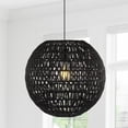 thumbnail image 5 of JONATHAN Y Luna 15.75" 1-Light Bohemian Modern Woven Rattan/Iron LED Pendant, Black, 5 of 10