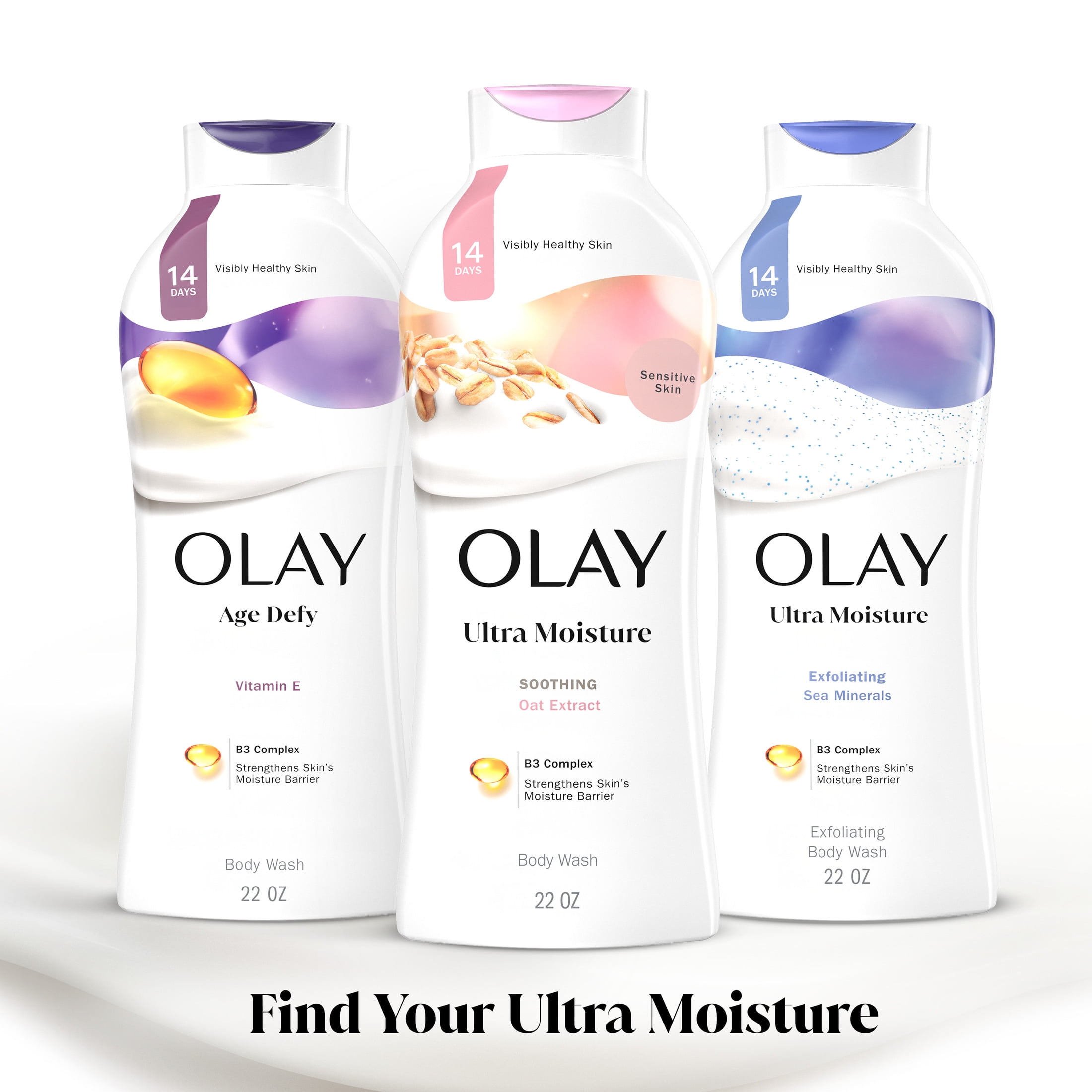 Olay Ultra Moisture Soothing Body Wash with Oat Extract, 22 fl oz, Moisturizing Body Wash for Sensitive Skin