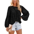 thumbnail image 2 of Blusa de manga larga con cuello redondo, blusa de manga larga con volantes redondos, blusa de manga larga, calidad superior, 2 of 6
