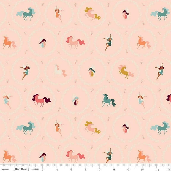Fairy Dust Frames Blush Sparkle Cotton Fabric