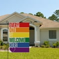 thumbnail image 2 of Welcome Rainbow LGBTQ Garden Flag 12x18 Inch Double Sized Gay Lesbian Bisexual Transgender Pride Yard Outdoor Decoration Flag LG01, 2 of 5