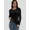 thumbnail image 3 of Womens Long Sleeve Stretch Crew neck T-Shirt Fitted Casual Basic Tops, 3 of 6