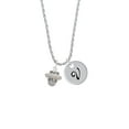 thumbnail image 2 of Delight Jewelry Silvertone Crystal Spinner Silvertone Script Initial Disc - V - Charm Necklace, 20"+3", 2 of 4