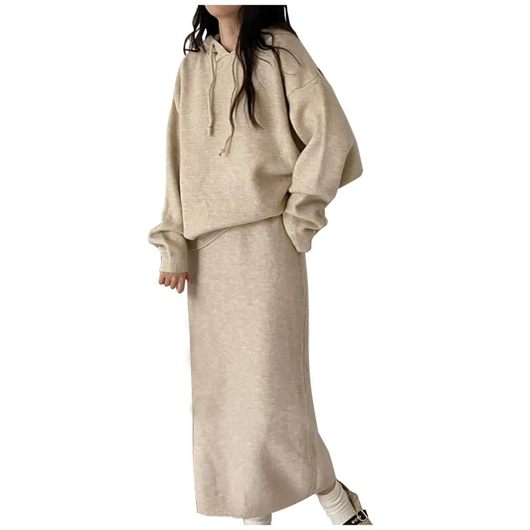 Lovskoo Women's Two Piece Sweater Skirt Sets Winter Knit Sweater