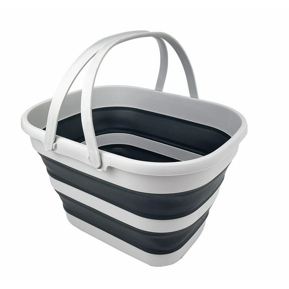 SAMMART 17L (4.5 Gallon) Collapsible Basket with Handle - Portable Outdoor Picnic Basket/Crater - Foldable Shopping Bag - Space Saving Storage Container