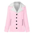 thumbnail image 7 of Fashion Jacket Women Plus Size Lapel Button Down Faux Fur Coat Winter Warm Casual Outerwear Coats with Pockets Light pink 2XL, 7 of 7