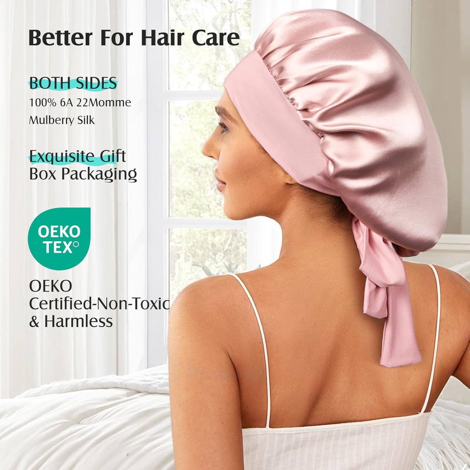 100% Mulberry Silk Bonnet for Sleeping Women - Double Layer Silk Hair Wrap – Non-Slip Silk Turban - Hair Silk Bonnet for Sleeping Women - Silk Cap for Sleeping