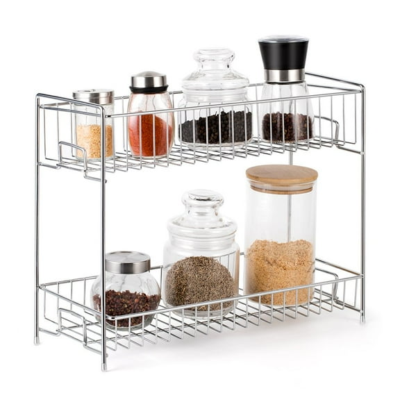 2-Tier Standing Rack Countertop Storage Organizer - Silver