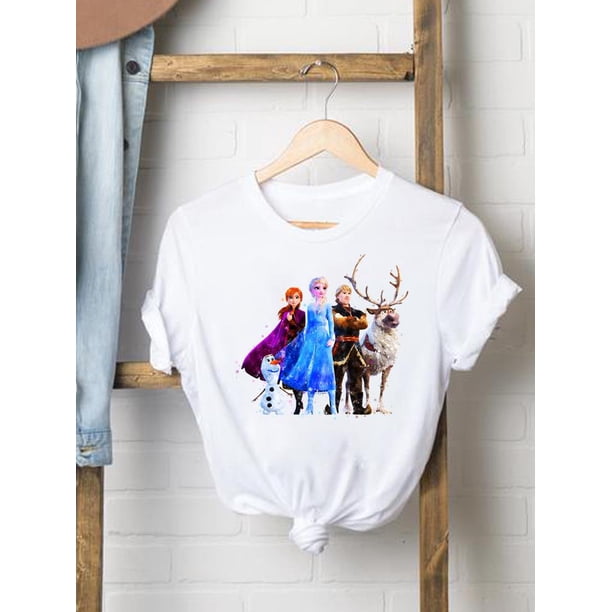 Disney Mickey Mouse Tee Shirt Casual Fashion Princess Watercolor Women Print Clothing Cartoon Graphic Short Sleeve T-shirtsXL Gao Jinjia LED