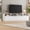 White-TV Stand, variant on 118.1'' White Entertainment Center With Bookshelf For 75/85/95/100 inch TV, Modern Wooden Storage Media Console With TV Stand And Lights Glass Door bookshelves For Living Room Bedroom