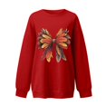 thumbnail image 4 of Fiaer Thanksgiving Sweatshirts for Women Leaf Graphic Long Sleeve Pullovers Crew Neck Baggy Fashion Plus Size Tops Red XL, 4 of 4