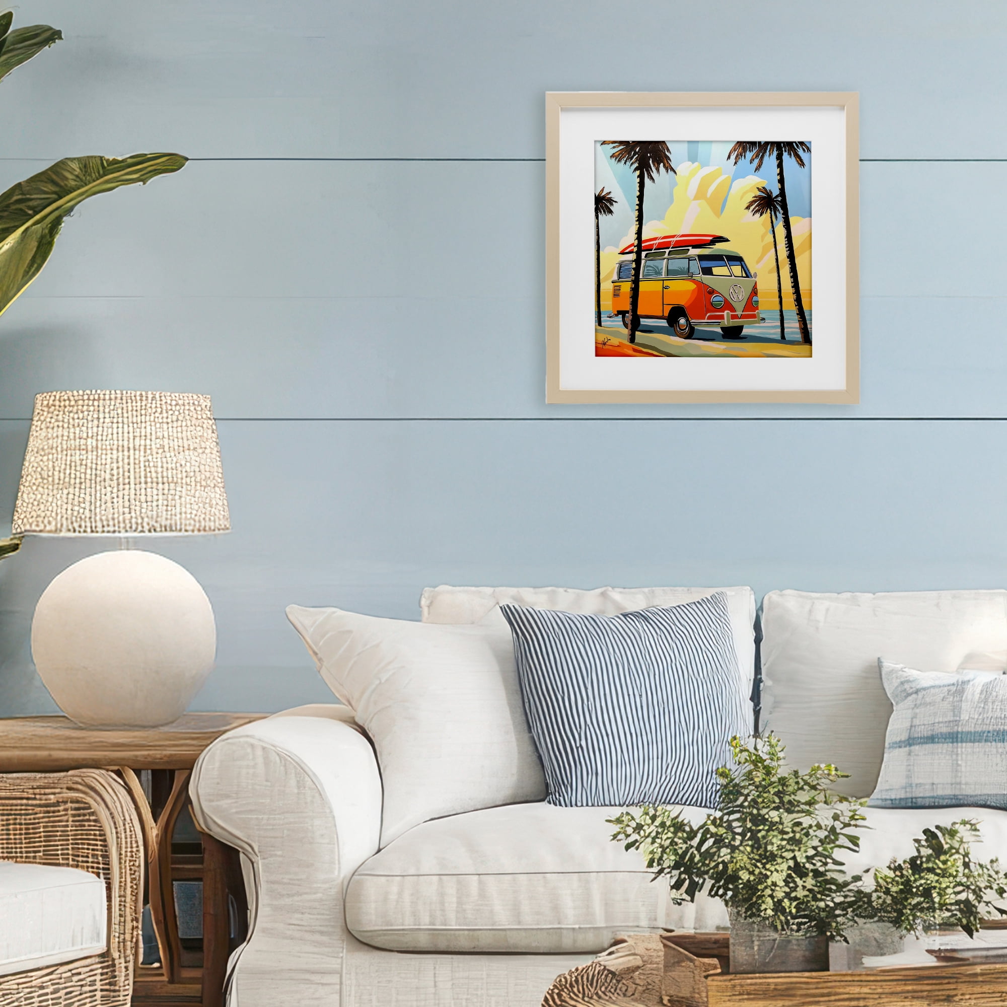 Stupell Industries Road Trip Beach Van Birch Framed Print Under Glass, design by John Jaster