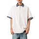 thumbnail image 3 of Blusa y camisa de manga corta con cuello vuelto para hombre, estilo casual, con botones en color liso y contraste, de manga corta y cuello vuelto., 3 of 3