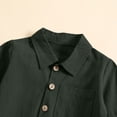 thumbnail image 4 of Toddler Boy Linen Set, Button Down Shirt & Pants Two-Piece, Long Sleeve Casual Matching Outfit For Boys Army Green 3-4 Years, 4 of 8