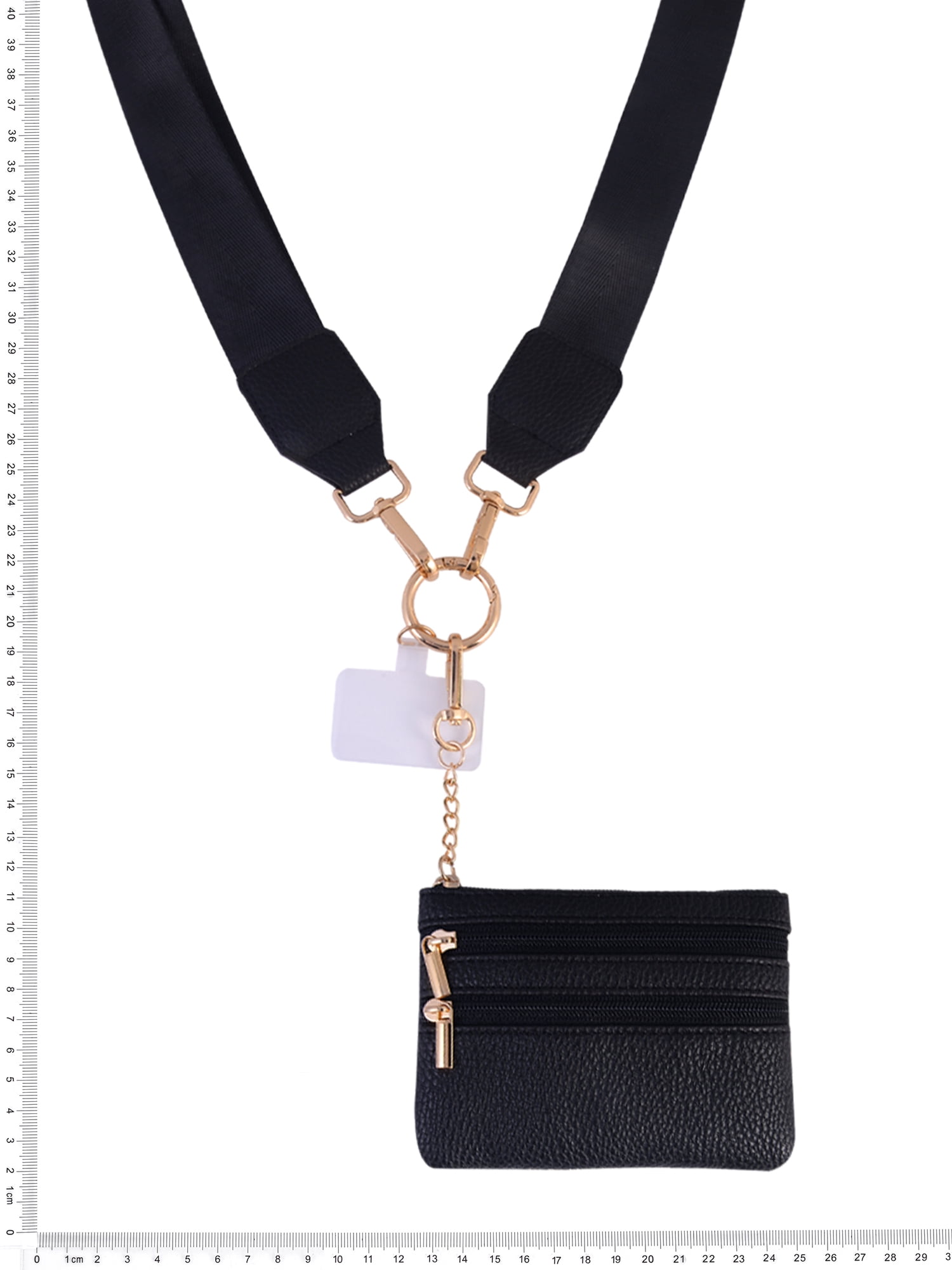 Solutions Solid Black Phone Strap and Wallet