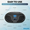 thumbnail image 2 of Philips Bluetooth Portable Boombox with Top-Loading CD Player, FM Radio, USB Playback, and Dynamic Bass Boost - Black, 2 of 7