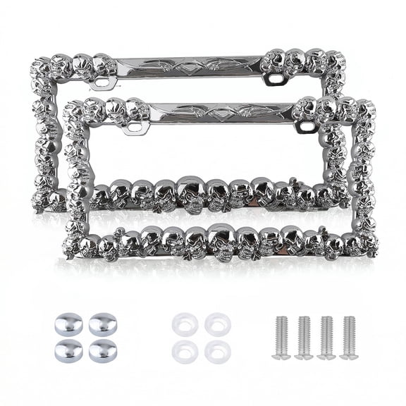 KINGWOLF 2Pack License Plate Frame Skull Design Bold Self-Expression