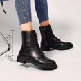 thumbnail image 6 of Taqqpue Women's Ankle Boots Round Toe Lace Up Thick Sole Mid Heel Comfortable Casual Booties for Women Size 5.5-10.5 Fashion Dress Shoes Fall Winter Footwear Casual Walking Daily Wear, 6 of 9