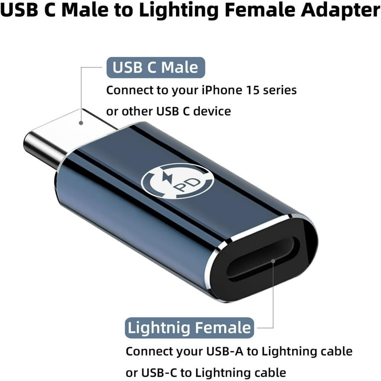  3Pack,Lightning Female to USB C Male Adapter