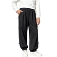 thumbnail image 3 of Bovxnpu Unisex Girls Casual Athletic Pants Girls Elastic Waist Side Bow Cuffed Breathable Lanterns Pants Bottoms, 3 of 8