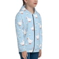thumbnail image 5 of Kdxio Goose White Flowers Pattern Kids Boys Girls Zip Up Hoodie 3D Printed Hooded Sweatshirt Hoody Coat with Pocket 7-12 Y-Medium, 5 of 6