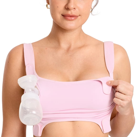 Hands Free Pumping Bra for Breastfeeding Wireless Sports Pumping and Nursing bra in One with Wide Velcro Straps
