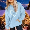thumbnail image 4 of WQNVRNR Kids Valentine's Day Hoodie- Heart Long Sleeve Fleece-Lined Casual Sweatshirt with Pocket Light Blue Size 14, 4 of 6