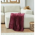 thumbnail image 3 of PiccoCasa Luxury Fleece Bed Blanket Woven Mesh Burgundy 30"x40", 3 of 8
