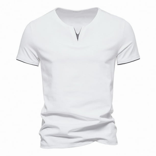pstuiky camisetas para hombre, Camiseta de manga corta para hombre, color liso, con solapa y botones, a la moda ropa de hombre xxxl
