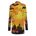 thumbnail image 5 of Hvot&aat Women's Halloween Long Sleeve Cardigan Fall Open Front Cat Pumpkin Cardigan Oversize Medium Length Coat, 5 of 6