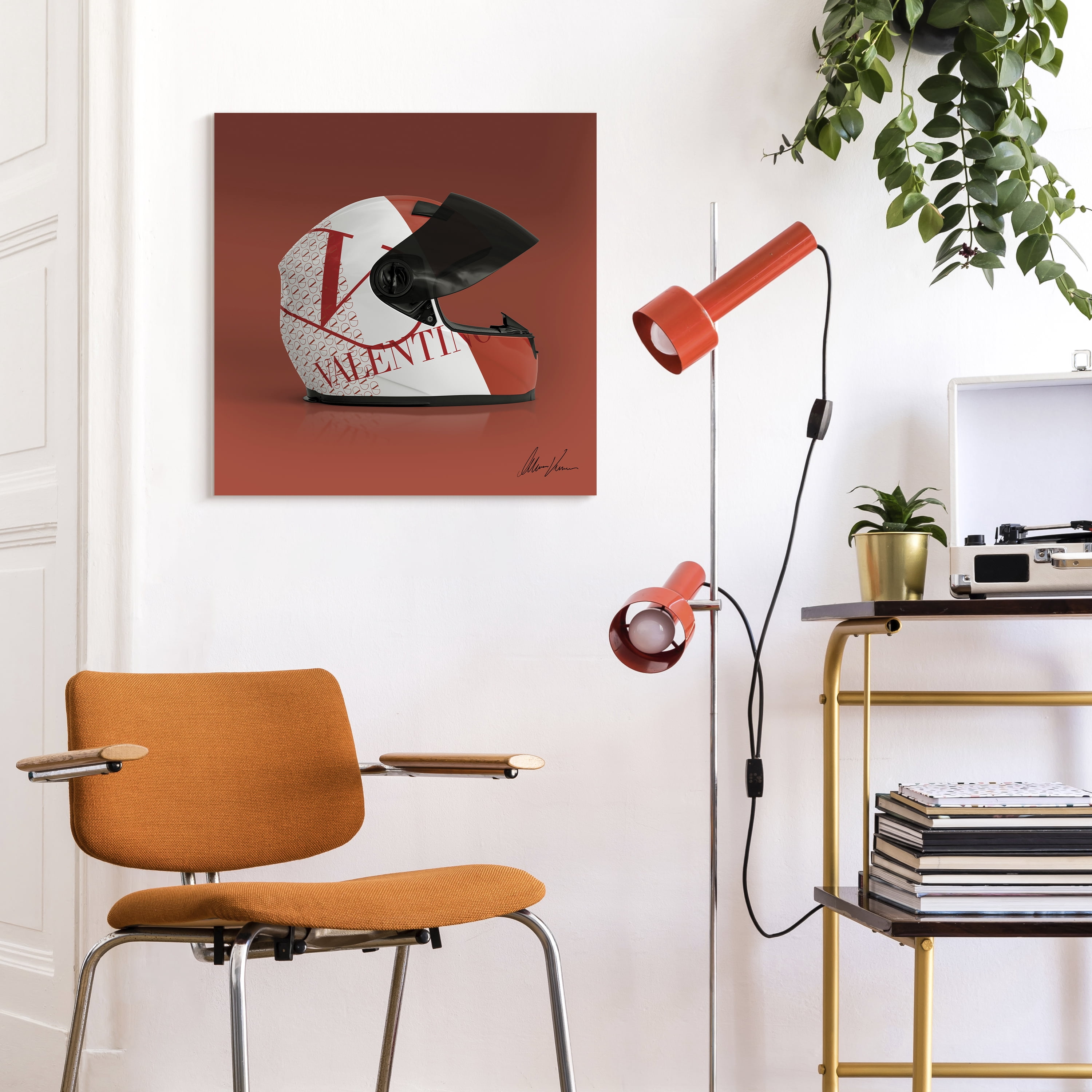Haute Helmet Frameless Free Floating Tempered Glass Panel Graphic Wall Art , 18" x 24" each