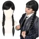 thumbnail image 1 of wonima44 Wednesday Wig Long Black Braided Wig Braids Wig Pre-Braided with Bangs Halloween Gothic Cosplay Costume Synthetic Natural Pigtails Wig for Women Girls Halloween Party Daily Dress Up, 1 of 1