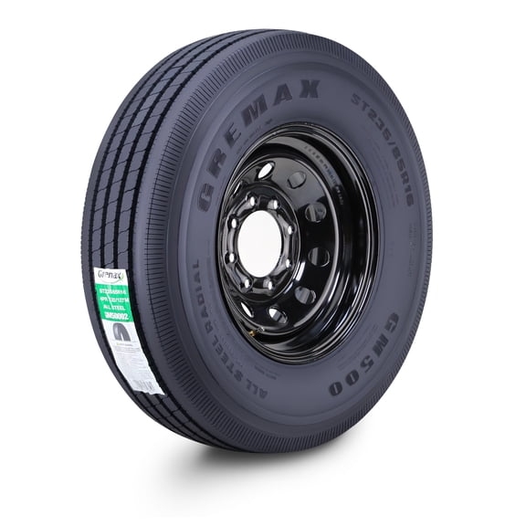 GREMAX All Steel Trailer Tire Wheel Assembly ST235/85R16 14-Ply G 132/127M w/8 Lug on 6.5" PCD Black Mod Wheel