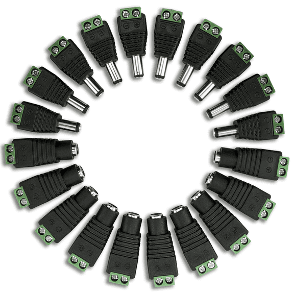 Pack of 10 Pairs Male&Female 12V DC Power Connectors 5.5mm Jack Adapter by SatelliteSale