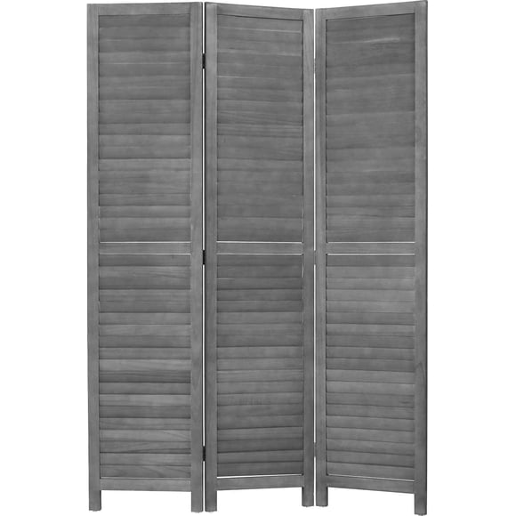 FDW 3-Panel Folding Wood Room Divider, 5.7' Privacy Screen Partition for Bedroom, Living Room, Office, Restaurant & Home Décor, Gray