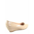 thumbnail image 2 of Fisher-7 Women's Slip On Patent Open Peep Toe Low Wedge Heel Pump Shoes ( Beige. 10 ), 2 of 2