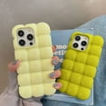 thumbnail image 3 of Cute Cartoon 3D Block Lattice Case for iPhone 15 14 13 16 Pro Max 12 11 Glossy Candy Solid Color Soft Silicone Shockproof Cover, 3 of 22