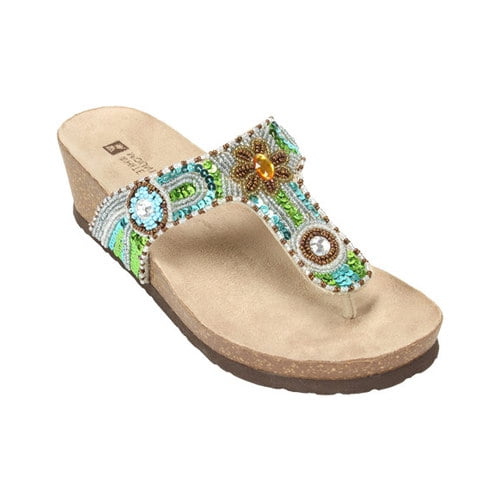white mountain beaded sandals